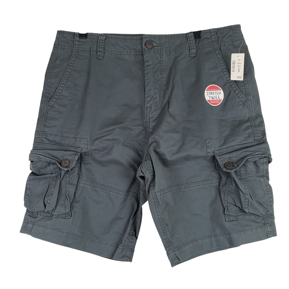 Aeropostale Stretch Twill Cargo Shorts Mens 34 Gray Utility Gorpcore Outdoor